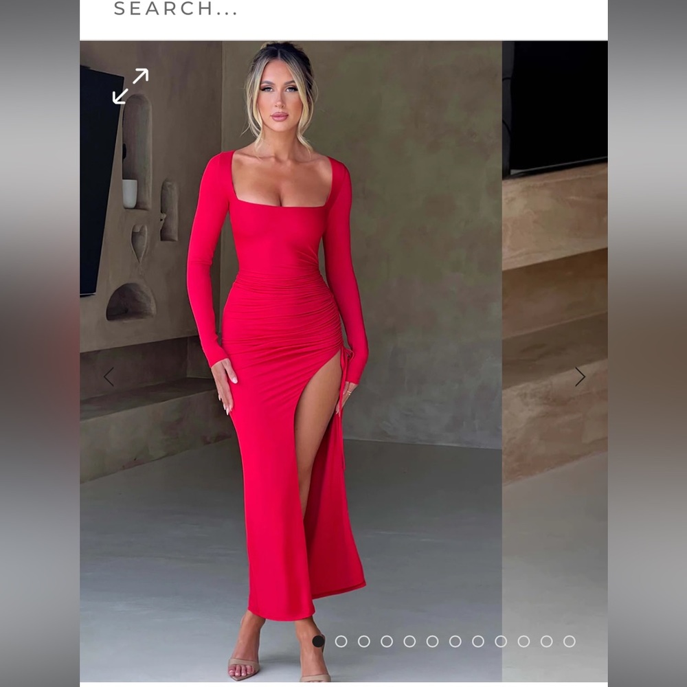 Babyboo red long sleeve maxi dress